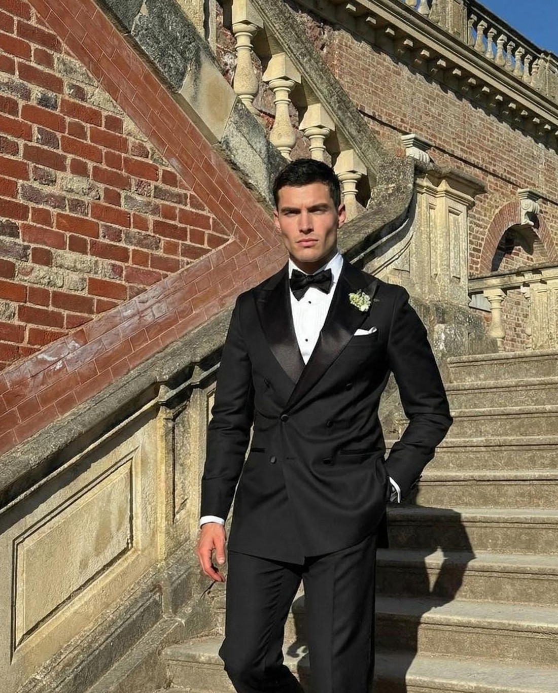 Neon-Edged Classic: Black Terry Rayon Tuxedo with Peak Lapel Elegance — 💎 155