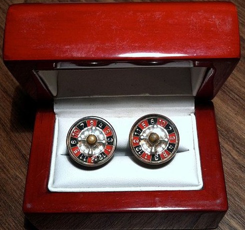 ⊹ Neon Roulette Cufflinks — Vintage Game Art Elegance ⊹ 🌲 244