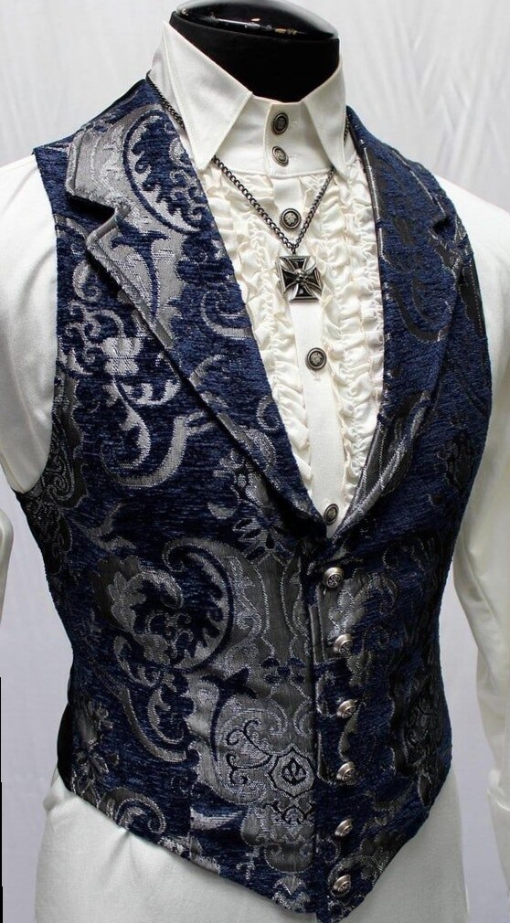 aesthetic archive: 💫 💫 Aristocrat Vest in Blue/Silver Tapestry — Etsy Australia 958