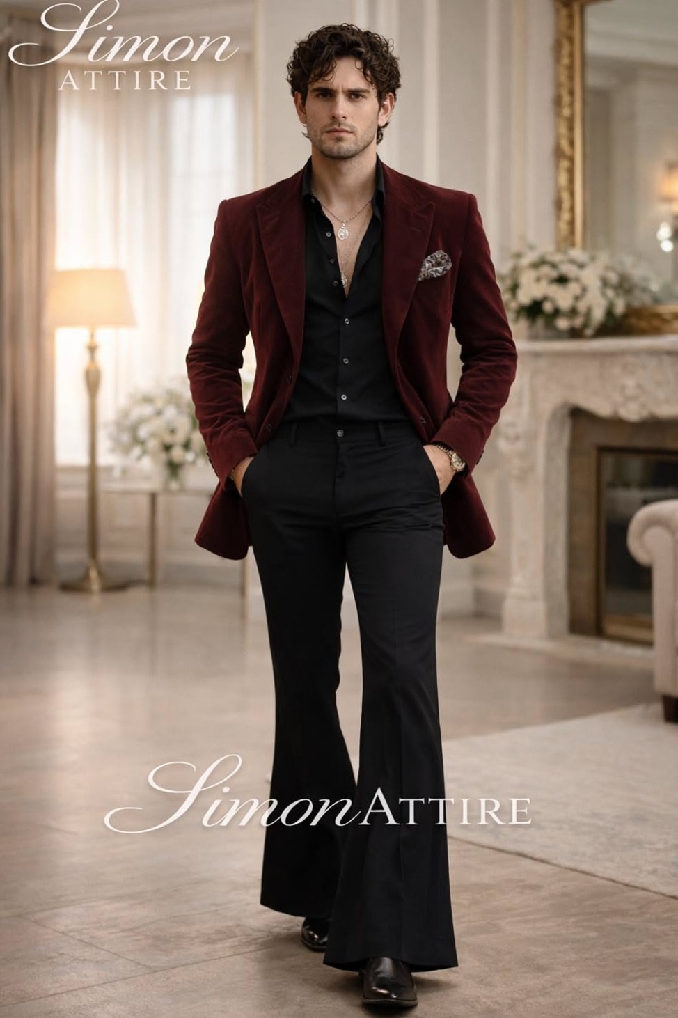 antique treasure hunt ✧ Retro Glamour: 70s Maroon Blazer + Flared Bell Bottom Su 325