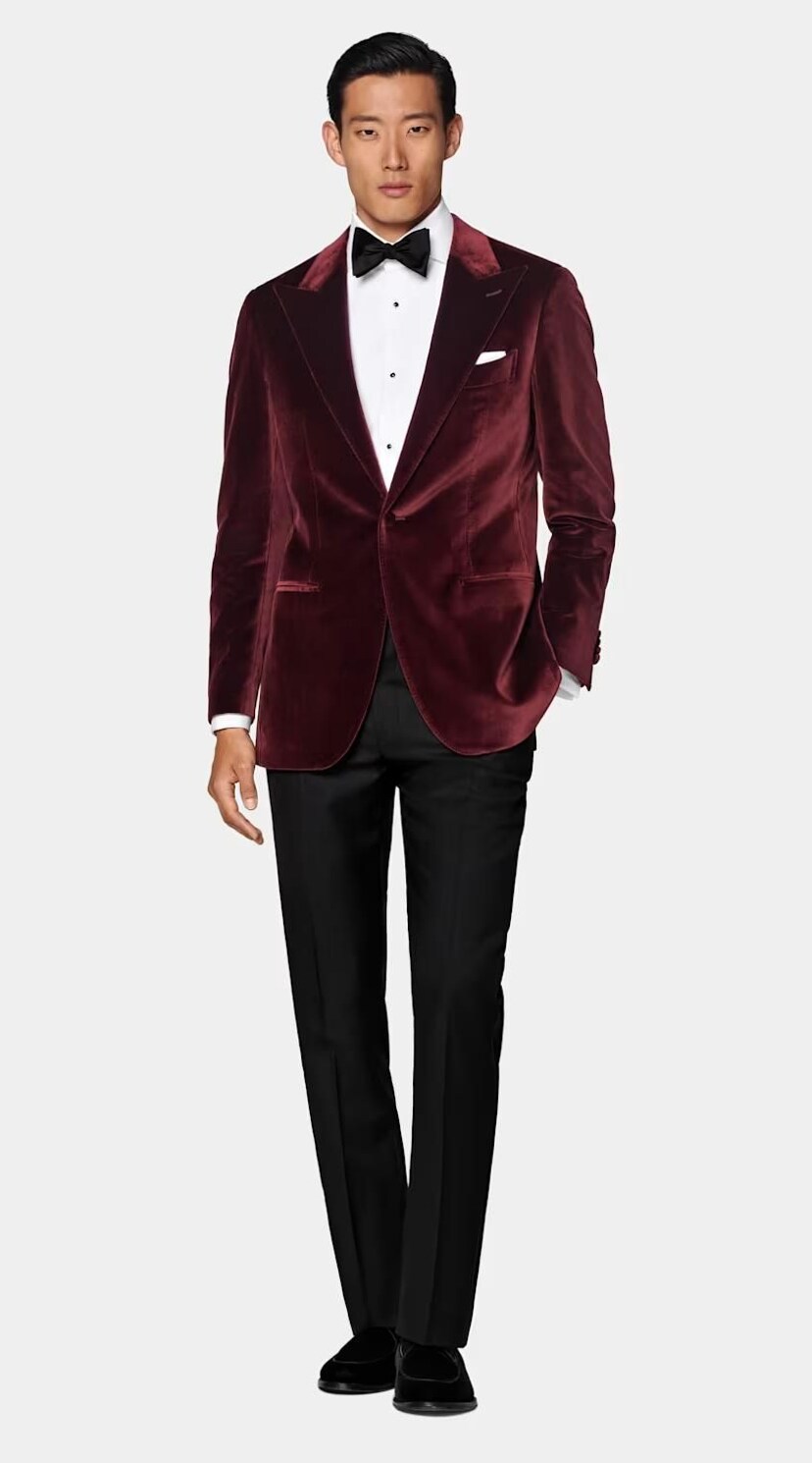 💙 | Burgundy Velvet Jacket in Neon-Infused Vintage Stretch | visual vibe curator 264