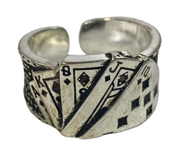 creative luxury feed ✧ Neon Elegance: Adjustable Poker Ring in Silver Tone, Size 698
