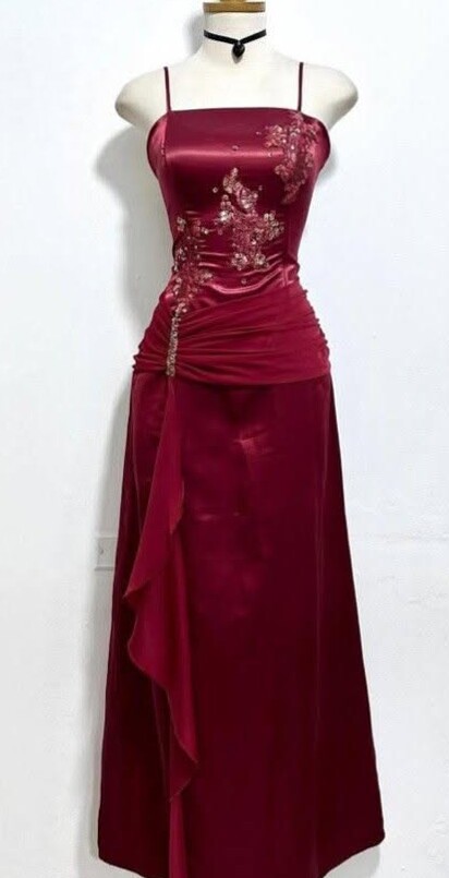 elevate your event style • Burgundy Glam Evening Gown in Vintage Neon Elegance 💅 383