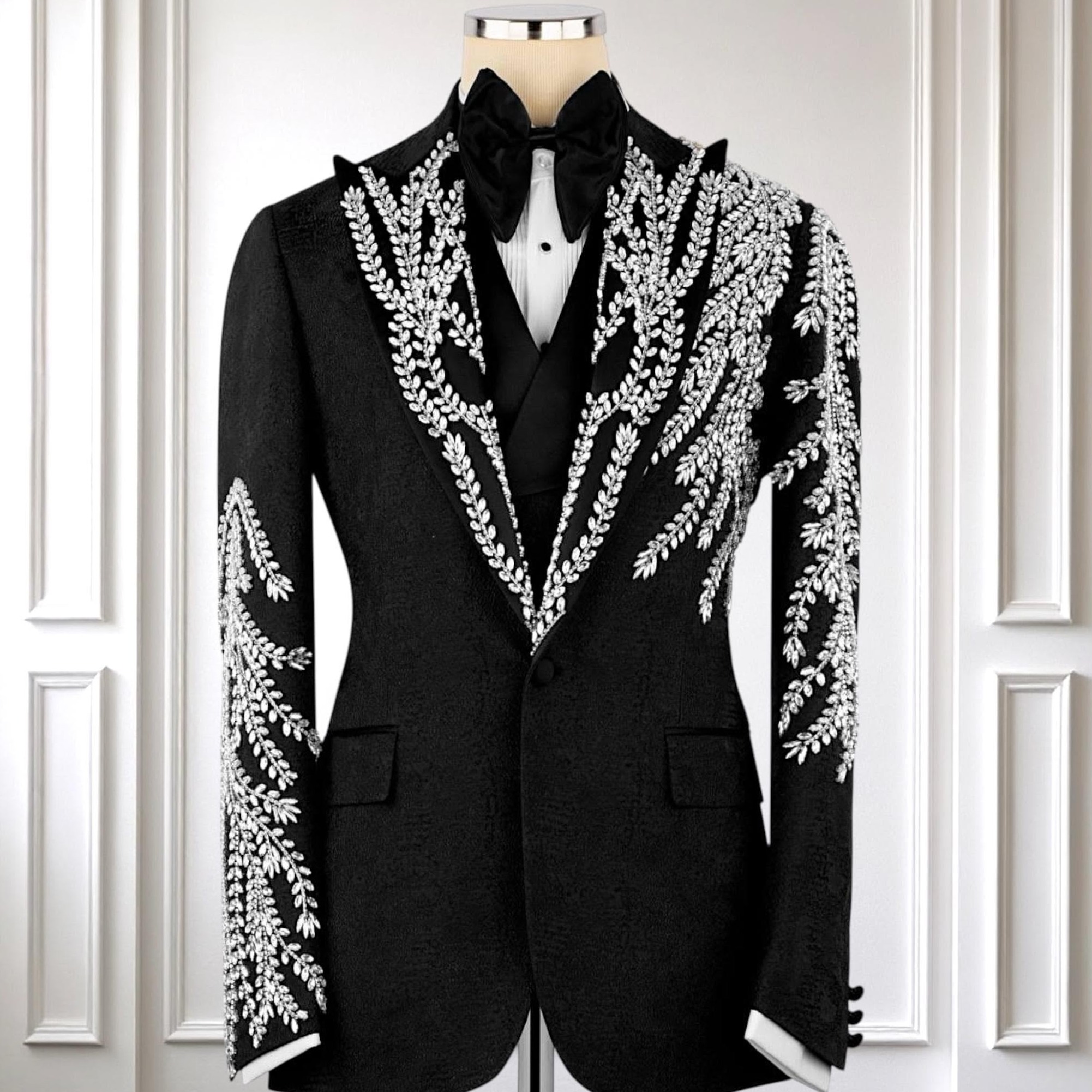 🍂 | Glittering Neon Elegance: Vintage-Inspired Crystal Tuxedo for Bold Moments | 222