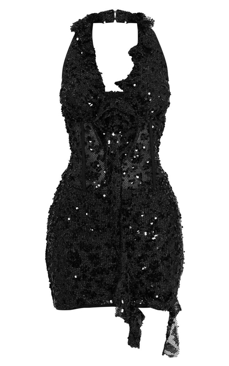 🍾 🎈 Glowing Night Elegance: Mini Sequin Dress With Rose Whispers | brand design  698