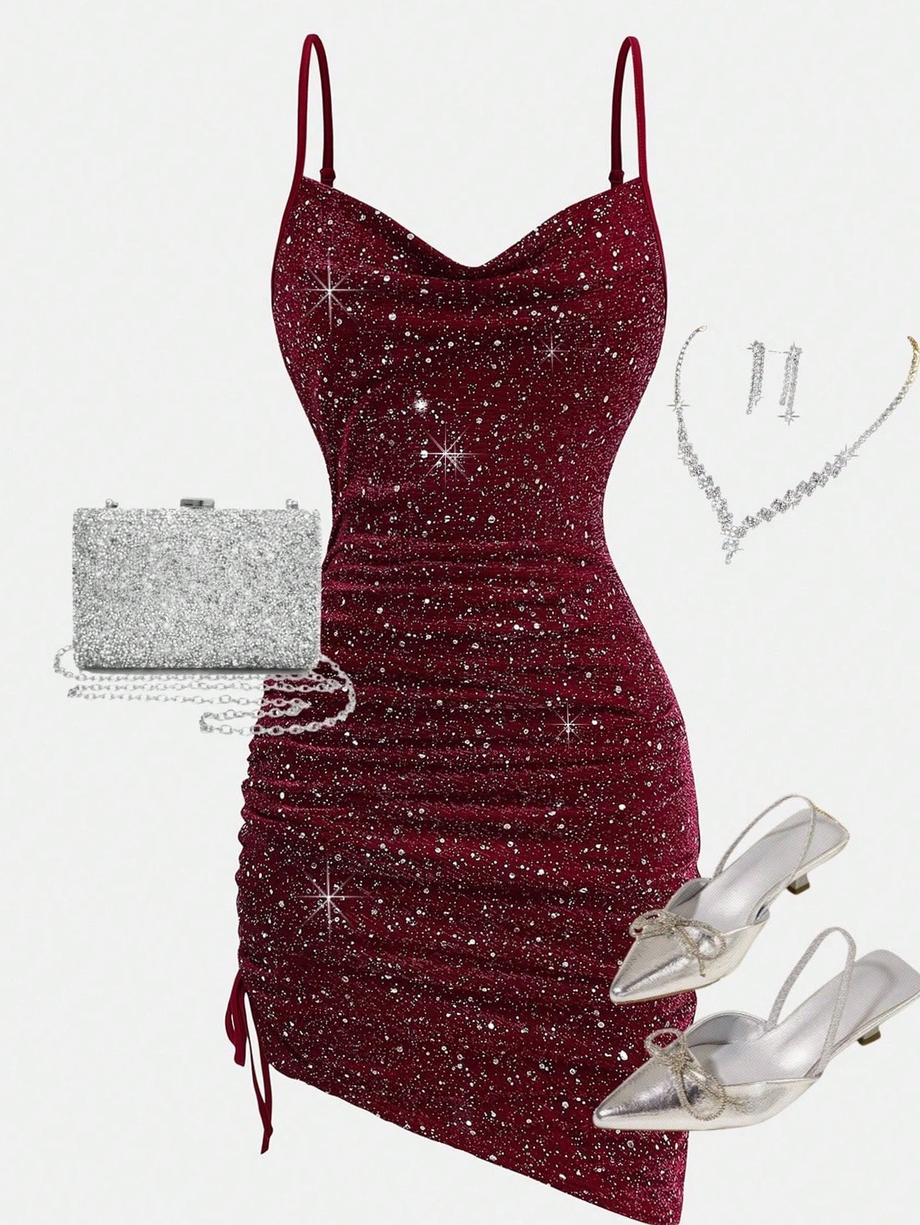 ⊹ Neon Elegance: Sparkling Vintage Red Gown for Bold Gatherings ⊹ 🕶️ 💅 308