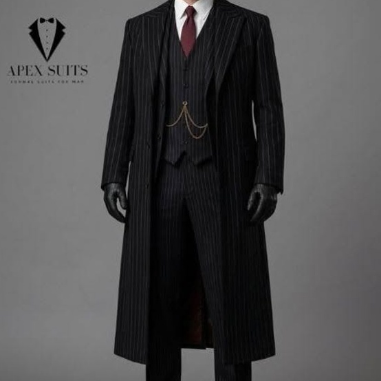 🎆 💜 Neon-Infused Peaky Blinders Overcoat & Pinstripe Set | Vintage Luxe Game Art 401