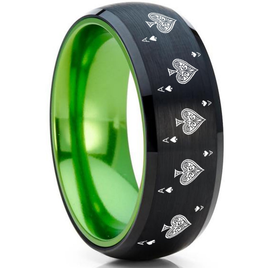 ✨ Neon Noir Card Suit Elegance, Poker Inspired Vintage Wedding Bands | creative  338
