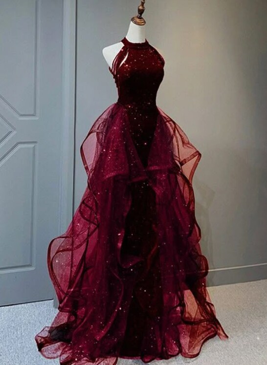 Neon Sequin Halterneck Tulle Maxi Dress with Vintage Glamour | 🍾 🥳 brand design  651
