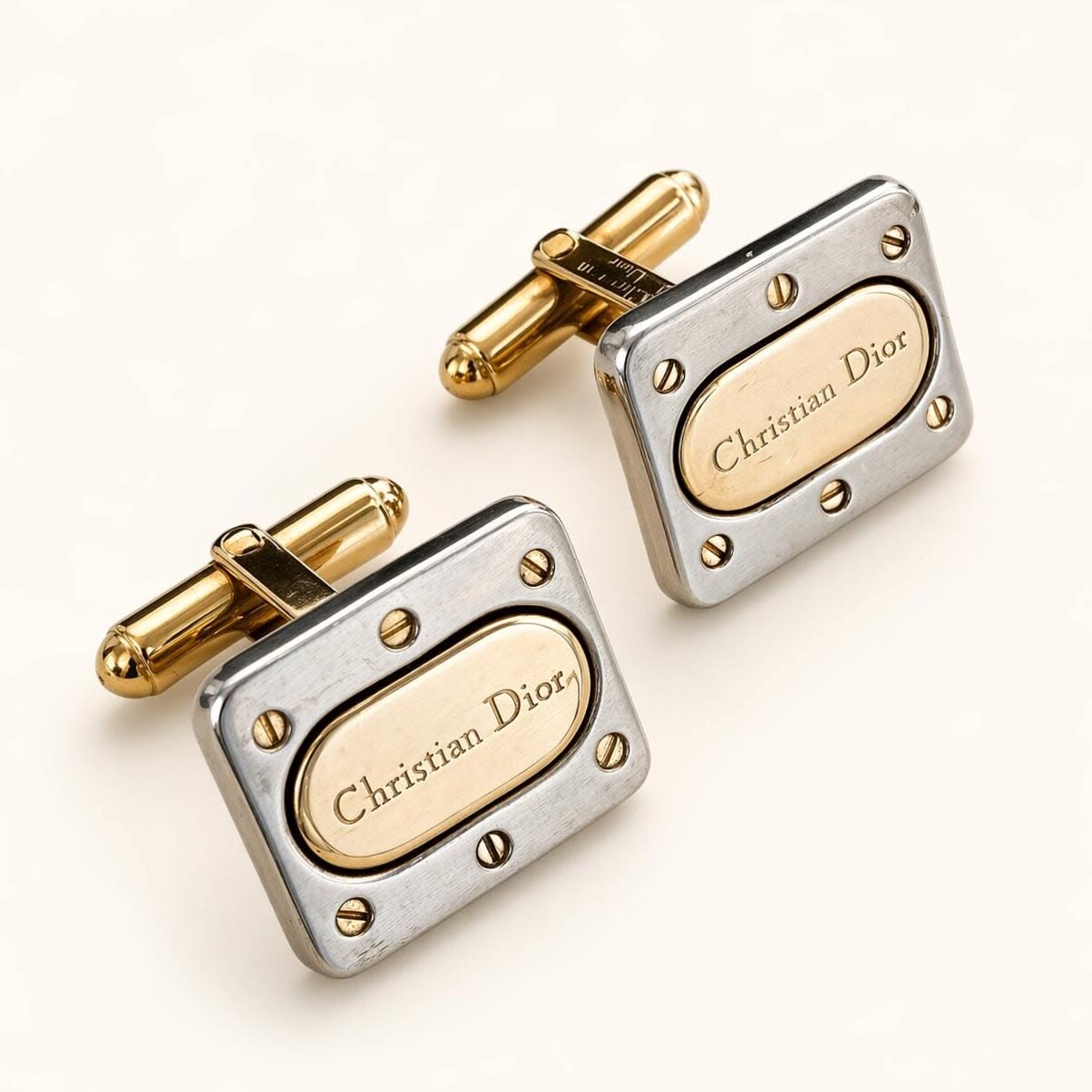 🌍 Neon Velvet Elegance: Dior Cufflinks in Gold & Silver 489