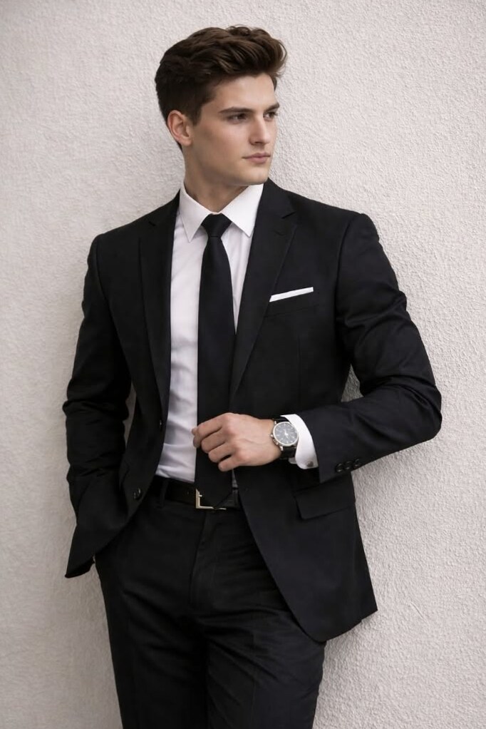 retro chic style • Neon Elegance Meets Vintage Edge in Timeless Black Tailoring  211