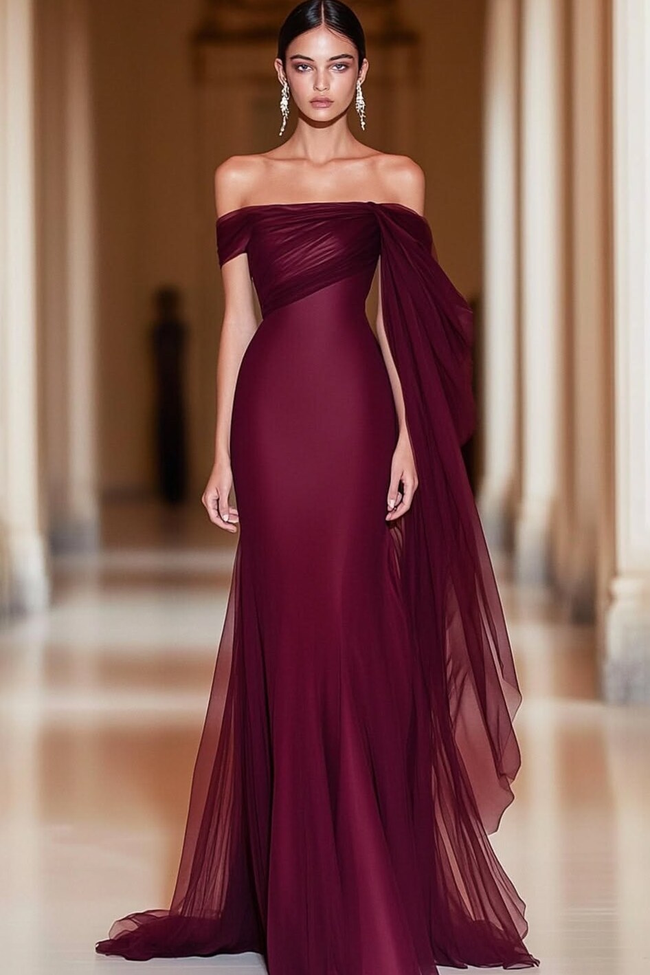 ✦ style study session ✦ Neon Whispers: Mermaid Tulle in Cabernet Majesty 👠 👗 404