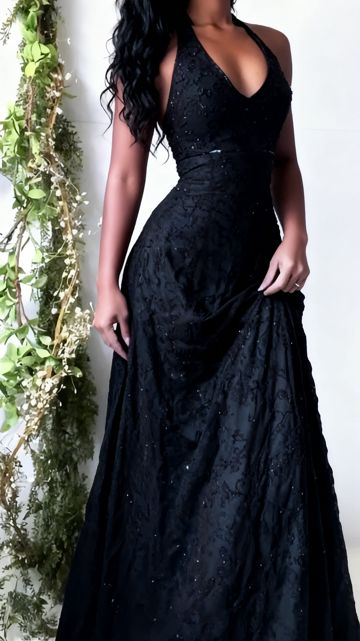 timeless style goals: 🎯 Mermaid Glam Purple Lace Halter Gown Night 450